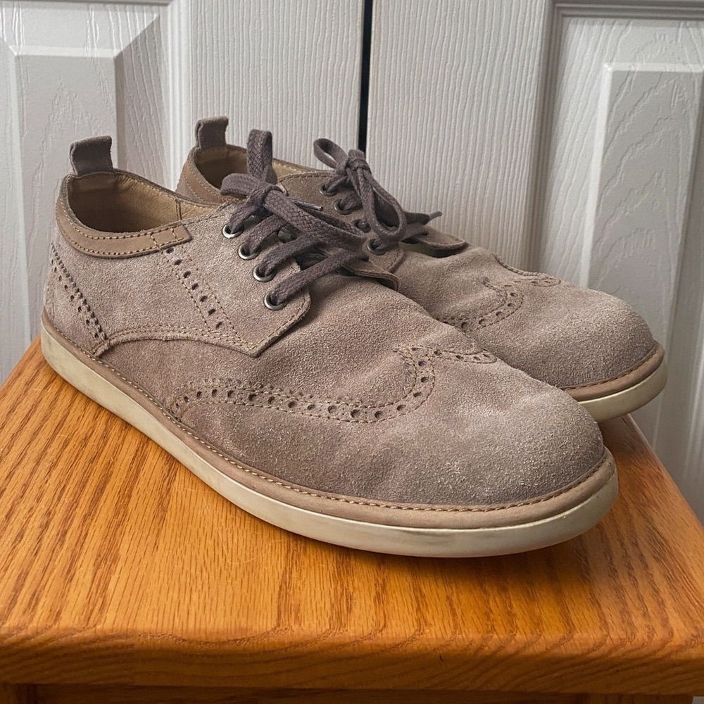 FLY LONDON Tan/Taupe Suede Wingtip Brogues Derby Shoes SZ‎ 43 (10US)
